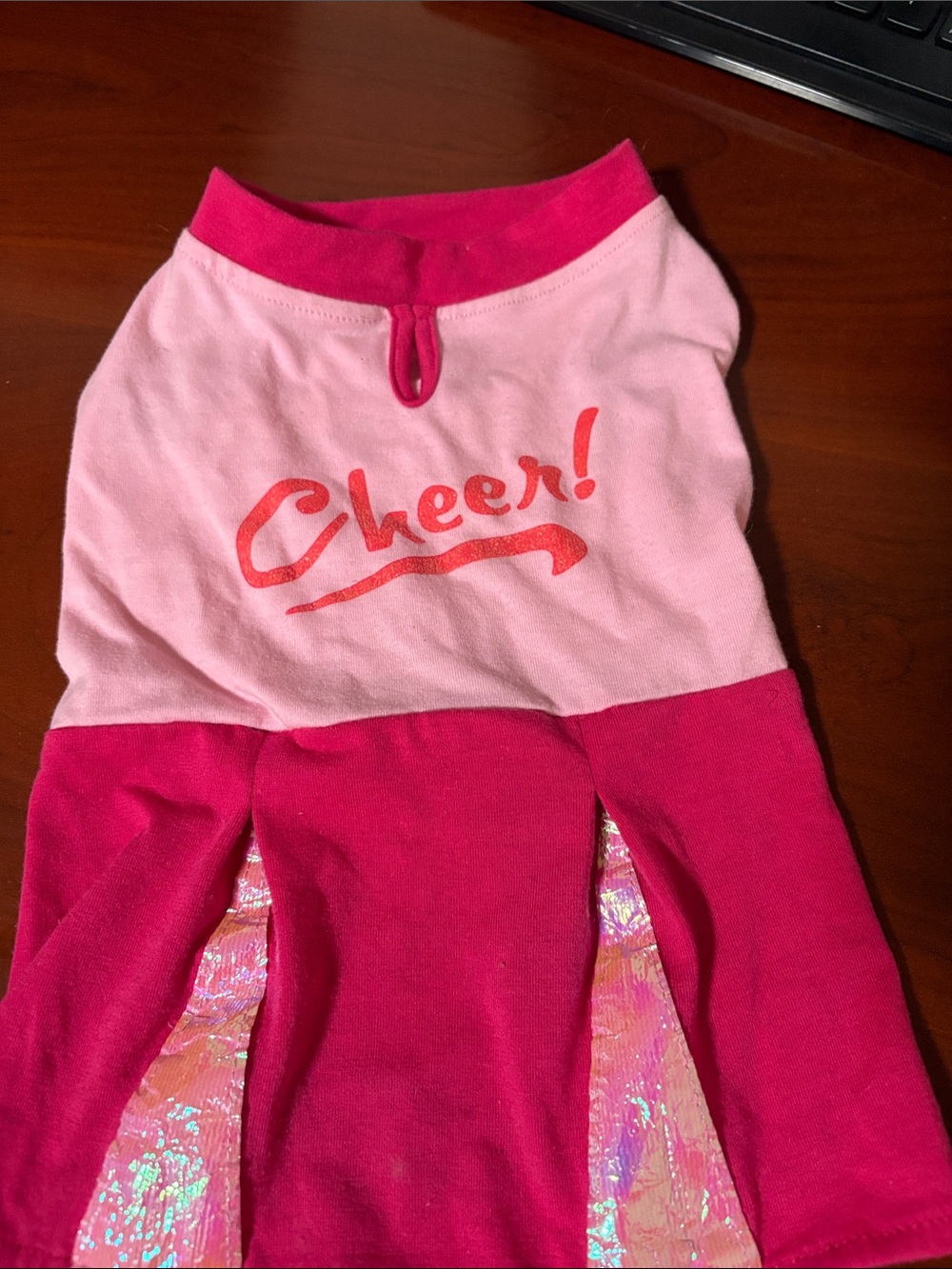 Pink Cheer! Dog Dress with Iridescent Panels